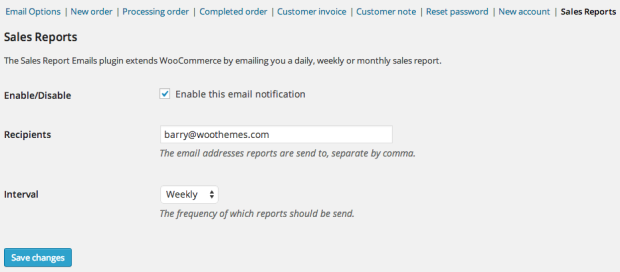 Easily configure your sales report emails.