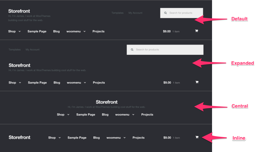 Storefront Designer header layout options
